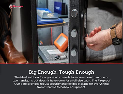 Hornady Fireproof Safe for Guns and Valuables with Keypad Entry – Secure Your Firearms, Cash, Documents, Jewelry and More – 4-6 Digital Keypad Entry, Interior Light and Backup Key – Item 95407