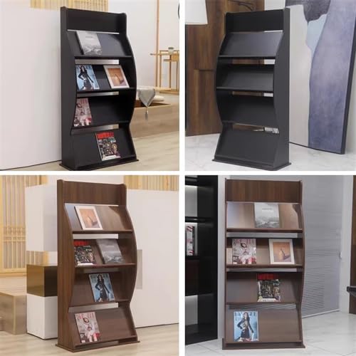 BinOxy Floor-Standing Magazine Rack 4-Layer - Wood Brochure Display Stand