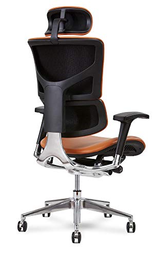 X Chair X4 Leather Executive Chair, Cognac Leather with Headrest