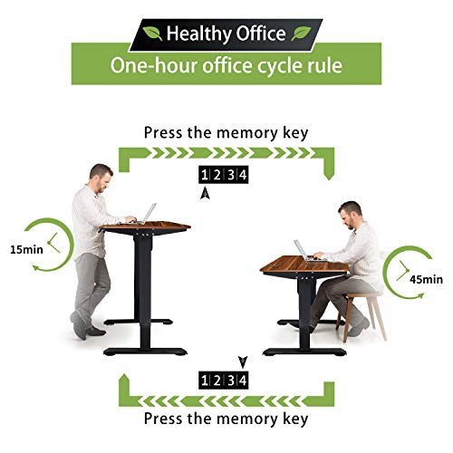 JUMMICO Electric Height Adjustable Standing Desk Office Computer Table Stand Up Home Workstation T-Shaped Metal Bracket with 44 x 24 Inches Wood Tabletop (Walnut)