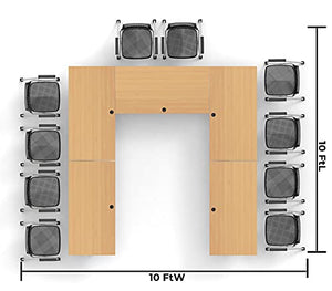 Team Tables 10 Person Folding Training Tables Set with Task Chairs - Model 7430 Beech Color