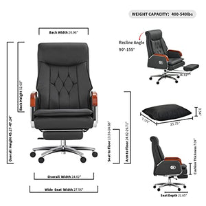 Kinnls Genuine Leather Massage Chair with Footrest and Headrest