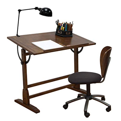 Studio Design Vintage Drawing Drafting Wooden Craft Desk, Rustic Oak (2 Pack)
