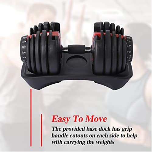 Weight Adjustable Dumbbell 5 to 52.5 lbs Home Gym Fitness Equipment Workouts Strength Training Free Weights for Men and Women, Single