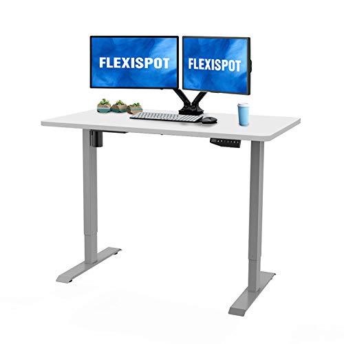 Flexispot EN1 48 x 30 Inch Electric Stand Up Desk Workstation, Ergonomic Memory Controller Standing Height Adjustable Whole-Piece Desk Top Base Primo(Gray Frame + 48" White Top)