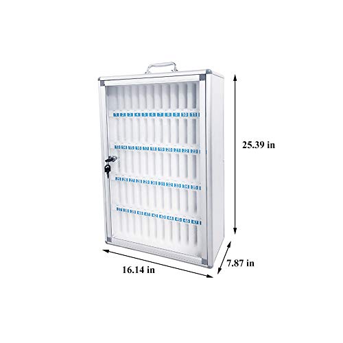 Loghot Aluminum Alloy Pocket Chart Cell Phones Storage Cabinet for Cell Phones,Wall-Mounted with a Locked,Can be Carried by Hand(60 Slots)