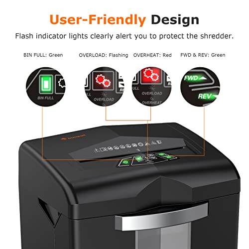 Bonsaii Heavy Duty Paper Shredder, 24 Sheet Crosscut for Commercial Use, Anti-Jam System, P-4 High Security - C144-D