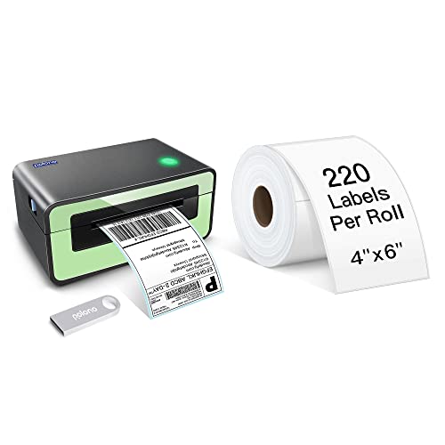 POLONO Label Printer - 150mm/s 4x6 Green Thermal Label Printer, POLONO 4"×6" Direct Thermal Shipping Label, 220 Labels/Roll, Compatible with Amazon, Ebay, Etsy, Shopify and FedEx