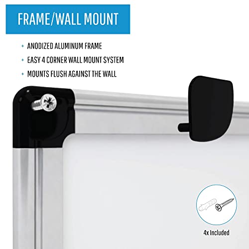 MasterVision Maya Melamine Dry Erase Board with Tray, 40" x 60", Whiteboard with Aluminum Frame