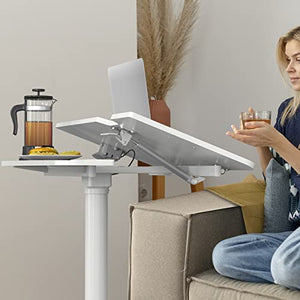 AVLT 47" Ambidextrous Mobile Standing Desk with Split Top Tilting Tray - Pneumatic Laptop Cart