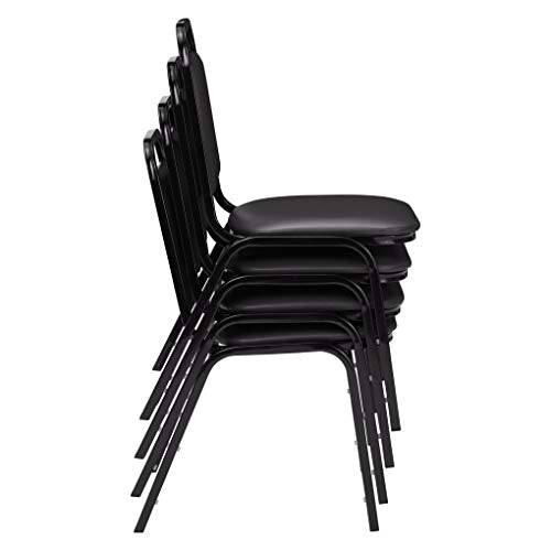 National Public Seating (4 Pack) NPS® 9100 Series Vinyl Upholstered Stack Chair, Black Seat/Frame