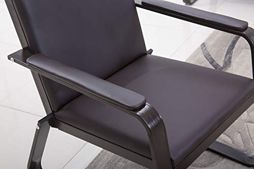 Bestmart PVC Leather Office Reception Chair Executive Side Waiting Room Visitor Guest Sofa,Dark Brown(2 Seat)