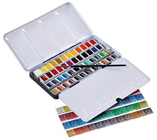 Sennelier L'Aquarelle French Watercolor Paint, Metal Set of 48 Half Pans