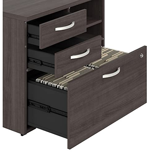 Bush Business Furniture Studio A 26-inch Office Storage Cabinet with 2 Shelves and Drawers, Storm Gray