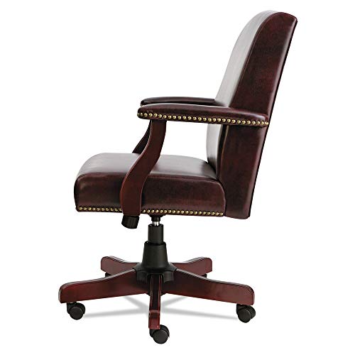 Alera ALETD4236 Traditional Series Mid-Back Chair, Mahogany Finish/Oxblood Vinyl