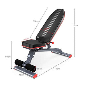 YFMMM Weight Bench Adjustable, Utility Sit Up Bench Strength Training Gym Bench Flat/Incline/Decline Incline Decline Benchs,Black_110x46x110cm