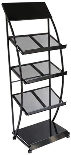 Shelf Library Literature Brochure Display Rack - Black 38x48x135cm