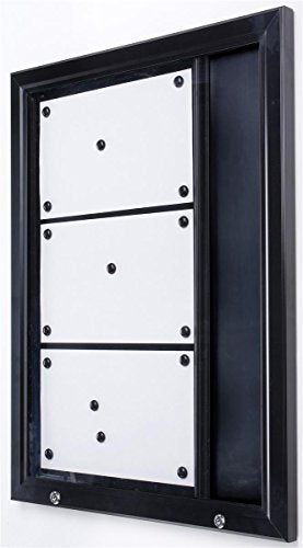 Weather Resistant, Magnetic Surface, Bulletin Board with Swing-Open Locking Door, Wall Mounted, Black Finish Aluminum Frame, for Indoor Or Outdoor Use