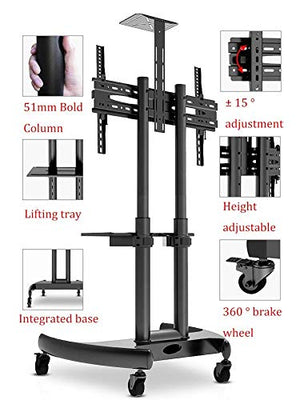 Generic Universal TV Stand/Cart - Heavy Duty Rolling TV Cart for 32-70 Inch TV, 1.9M Height, 75Kg Load