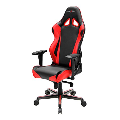 DXRacer OH/RV001 Racing Bucket Seat Office Chair Gaming Ergonomic with Lumbar Support (Black, Red)