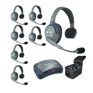 EARTEC HUB7S 7-Person Full Duplex Wireless Intercom with 7 Ultralite Single Ear Headsets