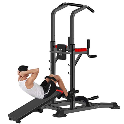 Sentuca Dip Station with Weight Bench-Multifunction Power Tower Pull Up Bar Dumbbell Bench for Home Gym Fitness, Adjustable Strength Training Fitness Equipment, Heavy Duty Professional Workout Station