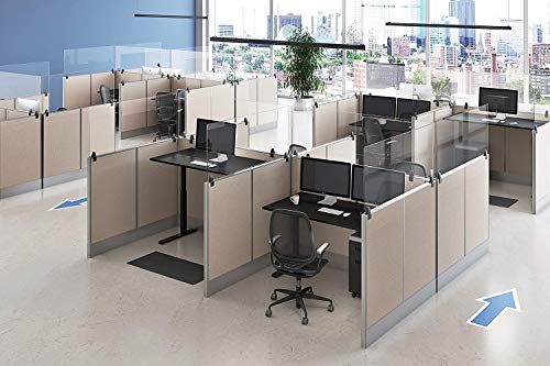 Stand Steady Clear Cubicle Wall Extender | Single 60 in x 30 in Panel | Clamp On Acrylic Shield & Sneeze Guard | Portable Desk Divider for Desk Walls & Cubicles | for Offices, Libraries & More