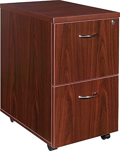 Lorell 69397 Mobile Pedestal, File/File, Mahogany 16"x22"x28-1/4