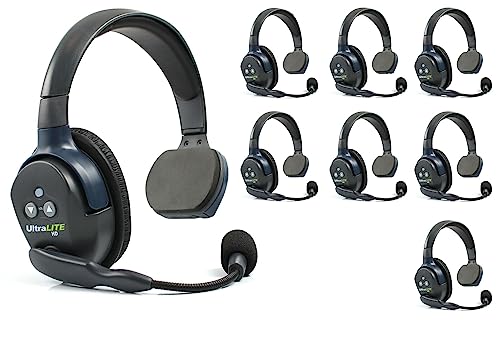 Solid Signal Eartec HUB8S Wireless Headset Communication System - 8 Users, Single Ear Headsets, Transceiver Bundle