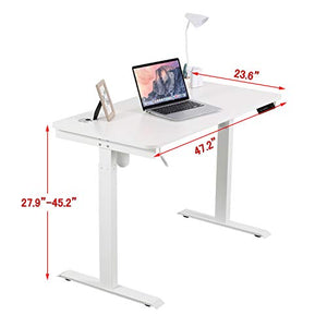 47-Inch Standing Desk Electric Height Adjustable Computer Desk Stand Home Office Workstation, White