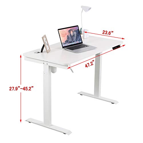 47-Inch Standing Desk Electric Height Adjustable Computer Desk Stand Home Office Workstation, White