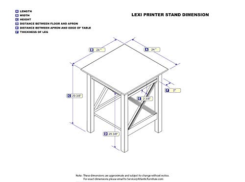 Atlantic Furniture Lexi Printer Stand with Charging Station, Grey