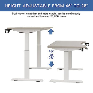 bilbil Electric Standing Desk with Drawer, Height Adjustable Sit Stand Up Desk, 63x30 Inches, Pale Pearwood Top/White Frame