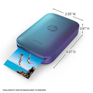 HP Sprocket Portable Photo Printer, Print Social Media Photos on 2x3" Sticky-Backed Paper - Blue (Z9L26A)