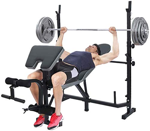 DLWDMRV Professional equipment auxiliary dumbbell bench Weight Benches, Multifunctional Strength Training Benches Workout Station Adjustable Dumbbell Weightlifting Bench with Preacher Curl Leg Develop