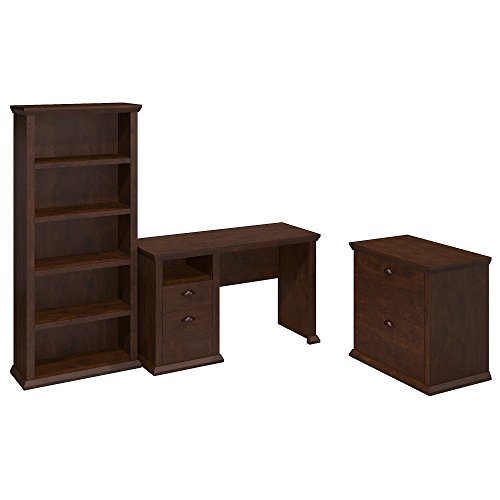 Yorktown Home Office Desk with Bookcase and Lateral File Cabinet