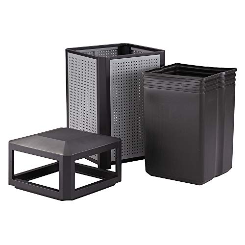 Safco Products Evos Outdoor/Indoor Trash Can with Perforated Galvanized Steel Panel, 38 Gallon, Black