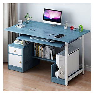 XIANGGUI 1983 Computer Table Home Office Desktop PC Desk with Keyboard Tray and CPU Holder - Multifunctional Writing Table with Storage Drawers and Shelves (Color: C)