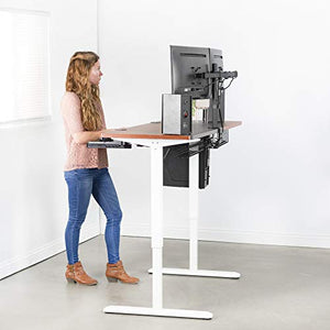 VIVO Electric Height Adjustable 60 x 24 inch Stand Up Desk, Dark Walnut Solid One-Piece Table Top, White Frame, Standing Workstation with Elegant Touch Screen Controller, DESK-KIT-2EW6D