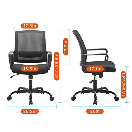 CLATINA Ergonomic Rolling Mesh Desk Chair with Executive Lumbar Support - Black 4 Pack