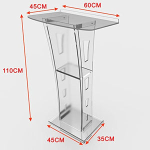 None Clear Lectern Podium Stand with 7 Color LED Portable Remote Control - 60×45×110cm