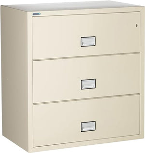 PHOENIX SAFE INTERNATIONAL LLC Fireproof 3-Drawer Lateral File Cabinet, 38 inch, Key Lock, Water Seal, Putty - LAT3W38P