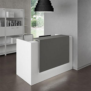 UGOS Modern Reception Desk 53" - Laminate Desktop, Multifunctional Transaction Counter - White & Anthracite Gray