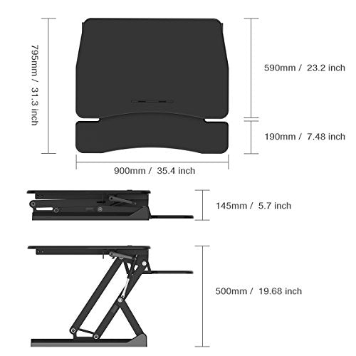 TOUCHXEL Stand Up Desk Converter 12 Level Height Adjustable Riser Workstation