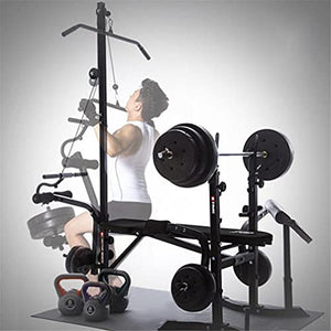 Qianglin All-in-1 Adjustable Weight Bench Set for Full Body Workout, Gift for Dad, Olympic Weight Strength Training Bench, Heavy Duty Weight-Lifting Bed Exercise Machine Fitness Equipment
