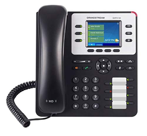 Business Phone System by Grandstream: Enhanced Pack with Auto Attendant, Voicemail, Cell & Remote Phone Extensions, Call Recording & Free Mission Machines Phone Service for 1 Year (4 Phone Bundle)