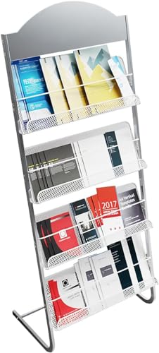 TIST Silver Magazine Rack Floor Standing Document Display Storage Rack