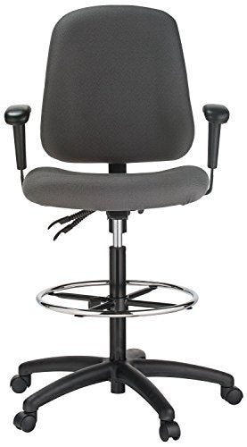 Harwick Ergonomic Contoured Drafting Chair With Arms - Gray