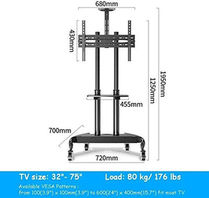 AuLYn Universal Tabletop TV Stand with Monitors Shelf - Heavy Duty Rolling TV Cart - Fits 32"-70" TVs, 80 Kg Capacity