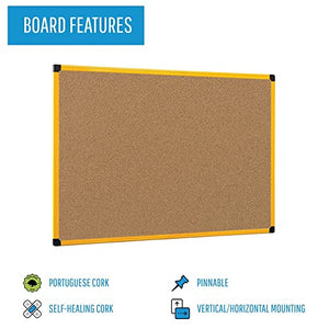 MasterVision Industrial Cork Bulletin / Pin Board, 40 x 60 Inches, Yellow Maya Frame (CA1511721)